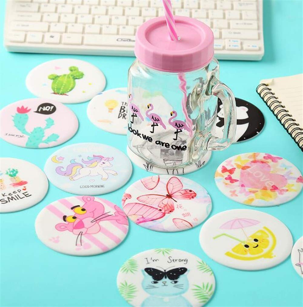 Posavasos SEBAS Home Estera PVC Impresi&oacute;n de Dibujos Animados Posavasos Creativo Antideslizante Aislamiento Pad Bowl_Cactus 8.3cm