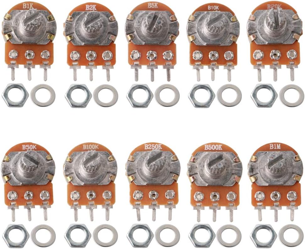 QitinDasen 10Pcs Premium Linear Rotary Taper Potentiometer, Adjustable 3 Terminal Rotary Potentiometer - Image 3