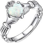 ChicSilver 925 Sterling Silver Celtic Knot/Claddagh Heart Shape Birthstone Promise Ring for Women