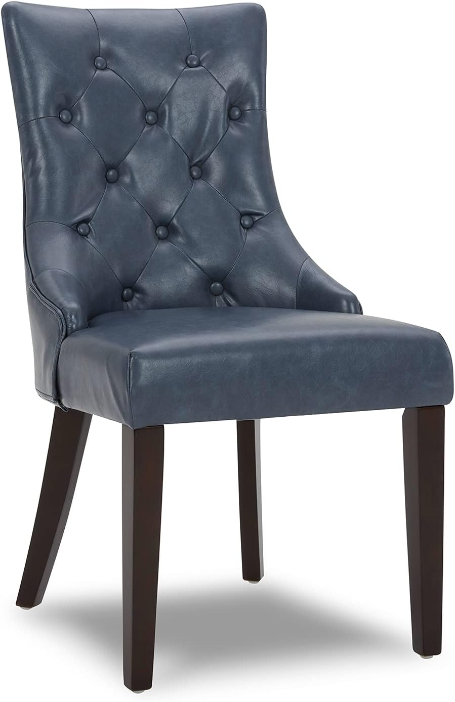 CHITA Dining Room Chairs, Leather Upholstered Tufted Kitchen Mid-Century Modern Padded Natural Chair-Dark Blue - Chairs
