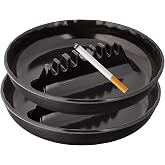 Ash Tray for Cigarettes - Ashtrays for Cigarettes Outdoor Ash Tray-2 Pack 7 Inches Large Size Patio Ashtray, Home Ashtray, Smokeless Tabletop Ashtrays,Trash Can(black)