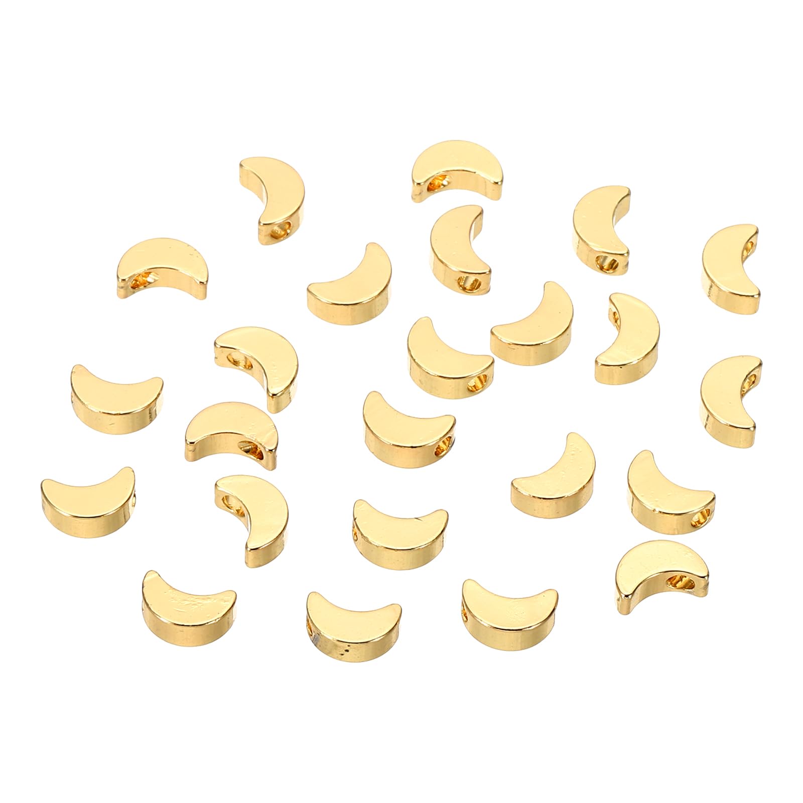 PATIKIL Moon Beads for Bracelets, 24 Pcs Gold Plated Pendants Loose Beads Brass Spacer Beads for Jewelry Making Necklace Bracelet DIY