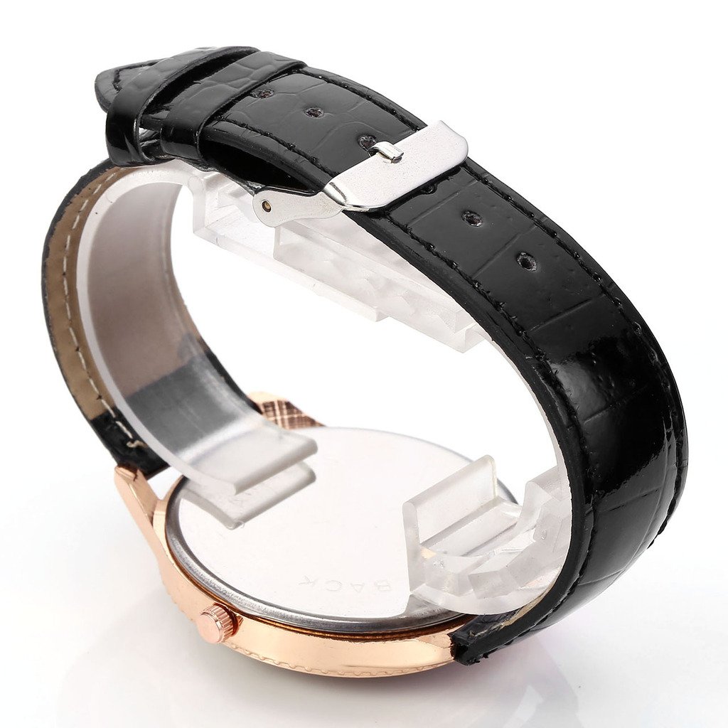 Top Plaza Womens Fashion Crystal Accented Brown Volume Flower Analog Quartz Wrist Watch Black Band