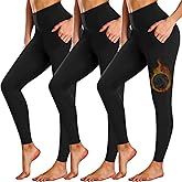 NEW YOUNG 3 Pack Fleece Lined Leggings Women with Pockets,Warm Winter Yoga Pants for Women