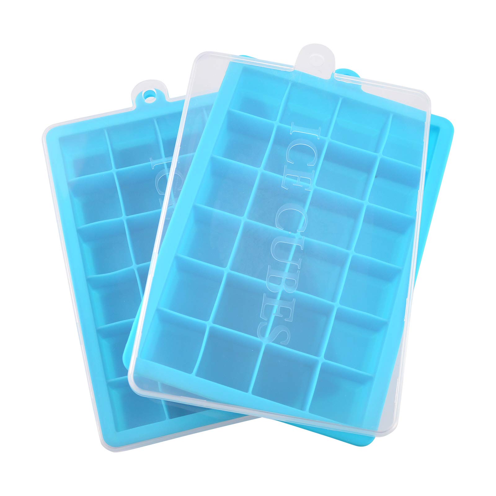 Photo 1 of Ice Cube Tray, Silicone Square Ice Trays Easy Release Stackable Ice Cube Mold with Removable Lid, 24 Cavity (2 Pack, Sky Blue)