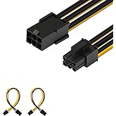 J&D 6 Pin PCIe M/F Power Extension Cable (2 Pack), PCIe to PCIe Power Extension, Male to Female Cable, 10 inch, Black