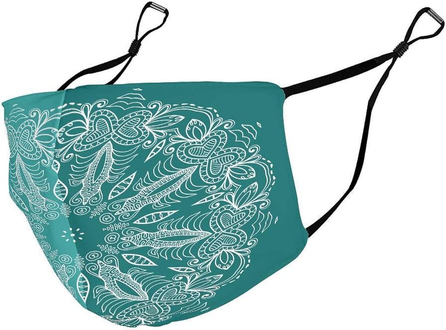 Download Amazon Com Haomingjiu Green Teal Mandala Polyester Face Veil With Adjustable Ear Loops Fashion Cute Unisex White Onesize Sports Outdoors PSD Mockup Templates
