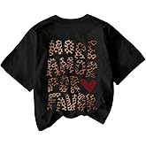 SweatyRocks Women's Leopard Letter Graphic Tees Cute Heart Cheetah Shirt Vintage Aesthetic Summer Y2k Tops