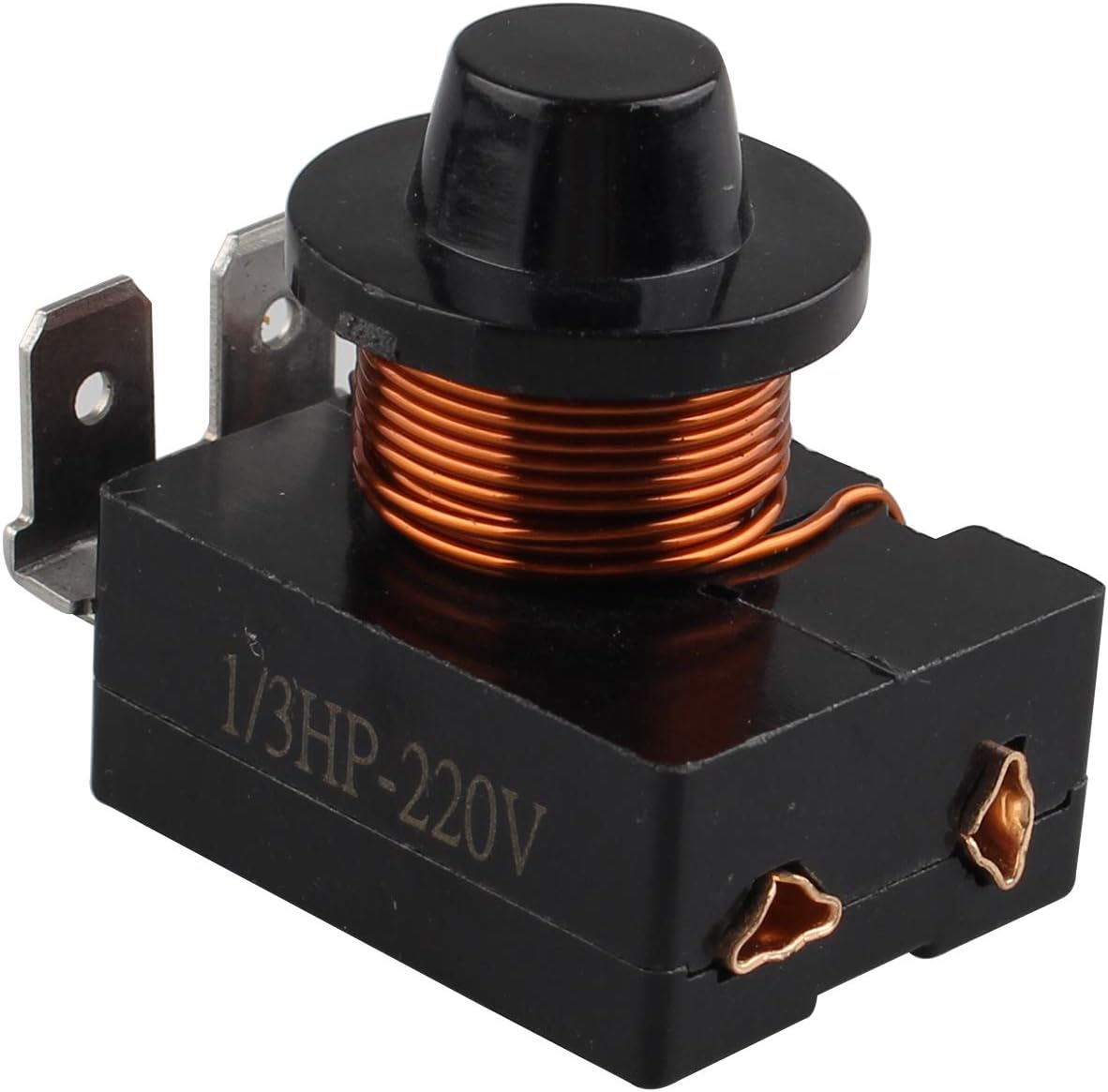Futheda 220V Refrigerator PTC Starter Relay Plastic Housing 3 Pin 250W Compressor Relay Starter Refrigerator Parts for Refrigerator (Black)
