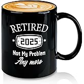 Slugeren Retirement Gifts for Women Men, Retired 2025 Not My Problem Anymore Coffee Mug 11Oz, Retirement Gift for Retiree Grandpa Grandma Friend Coworker Boss Colleague Teacher Nurse, Black
