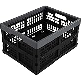 Anbers Black Plastic Storage Crate, 16 Liter Collapsible Storage Bin/Container, 13.5" x 10.3" x 7.2", 1 Pack