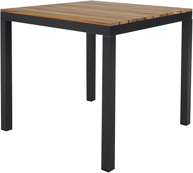 Amazon De Ambientehome 50033 Aluminium Gartentisch Mit Holzplatte Aus Akazie Tisch 85x85 Cm Alu Gartentisch Mit Holzplatte