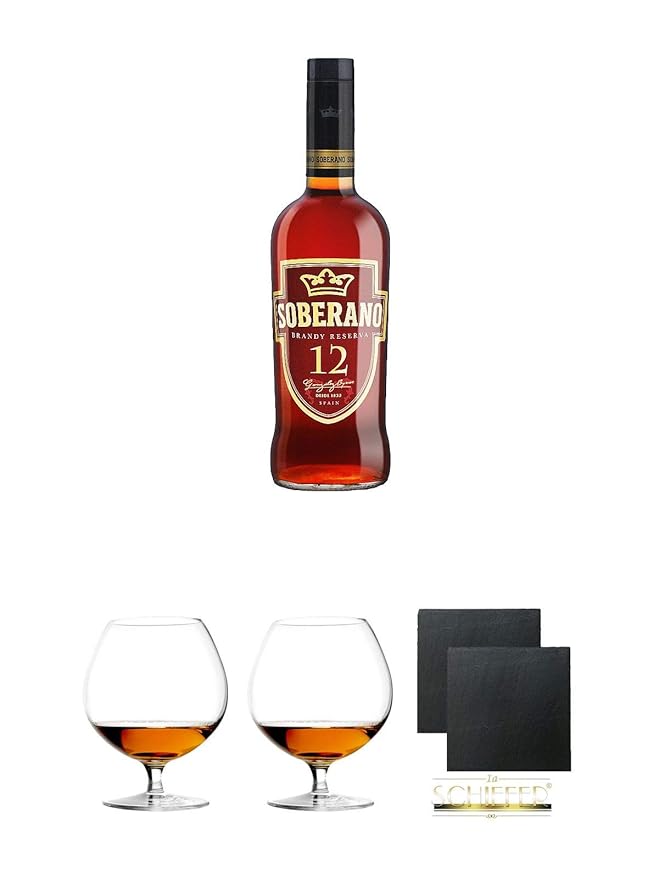 Soberano Solera aus Spanien 12 Jahre 0,7 Liter + Cognacglas/Schwenker Stölzle 1 Stück - 103/18 + Cognacglas/Schwenker Stölzle