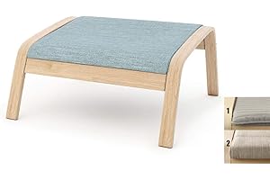 Vepping Lude Multi Colored Armchair Replacement Cover, Fits IKEA Poäng Armchair, Cushion not Included (Footstool Design 1, Polyester - Light Cyan)