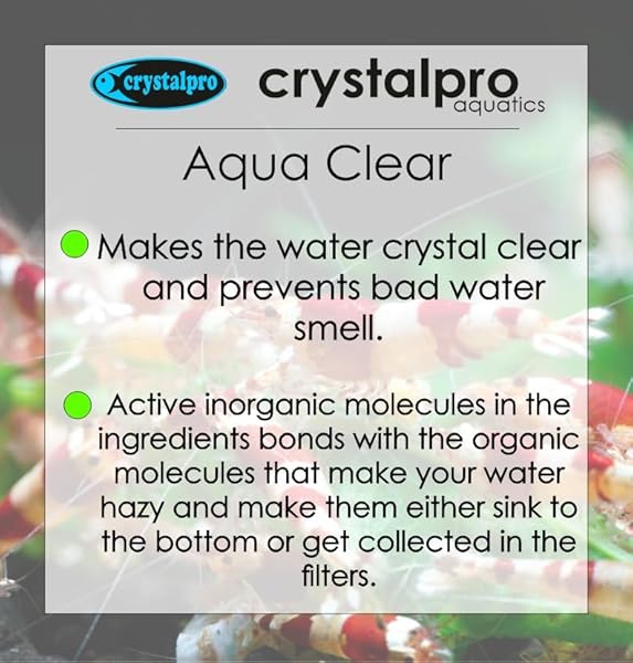 CRYSTALPRO WATER CLARIFIER 16.9 OZ – AQUA CLEAR TREATS 2650 GALLONS – CLEAR CLOUDY FISH TANK WATER – FOR FRESHWATER AQUARIUMS AND FISH PONDS -FISH TANK CLEANER- USE WITH AQUARIUM FILTER