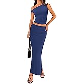 CFLONGE Womens 2 Piece Outfits Summer 2025 Casual Bodycon Maxi Skirt and Top Set for Women Dressy for Cocktail Party