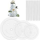 Cake Separator Plates 3 Tire Cake Stand Separator Plates with 9 Pieces Plastic Cake Dowel Rods for Make 6/8/ 10 Inch Tiered C