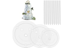 Cake Separator Plates 3 Tire Cake Stand Separator Plates with 9 Pieces Plastic Cake Dowel Rods for Make 6/8/ 10 Inch Tiered C