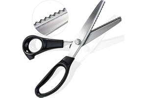 Pinking Shears for Fabric, 9.25 Inches Professional Sewing Craft Scissors Zig Zag Scissors with Rubber Handle, Stainless Stee