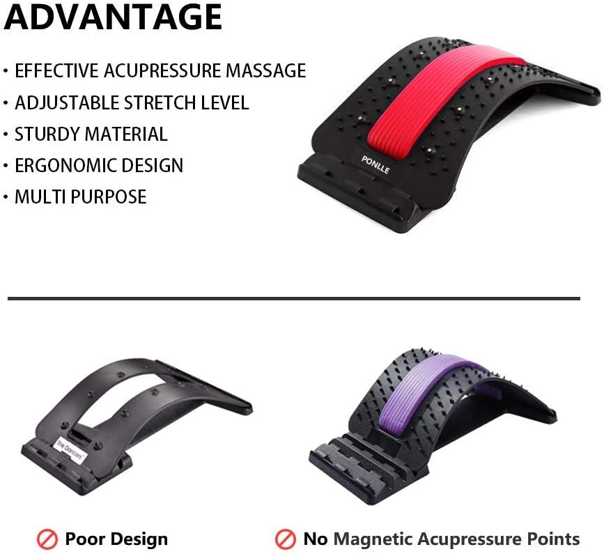 Lower Back Stretcher with Magnetic Acupressure Points Multi-Level Lumbar Stretching deviceLumbar for Pain Relief Chronic Herniated Disc Sciatica Scoliosis Spinal Back Stretcher for Relieve Back Pain …: Health & Personal Care