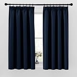 PONY DANCE Pencil Pleat Blackout Curtains Navy 2 Panels 46x45 inches