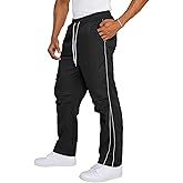 Ouber Men's Baggy Stripes Sweatpants Lightweight Athletic Workout Track Pants for Gym
