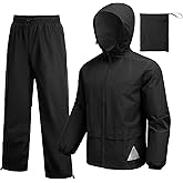 COOFANDY Men's Rain Suit 2 Piece Waterproof Breathable Rain Gear Lightweight Rain Jacket Pants Rainwear Suit