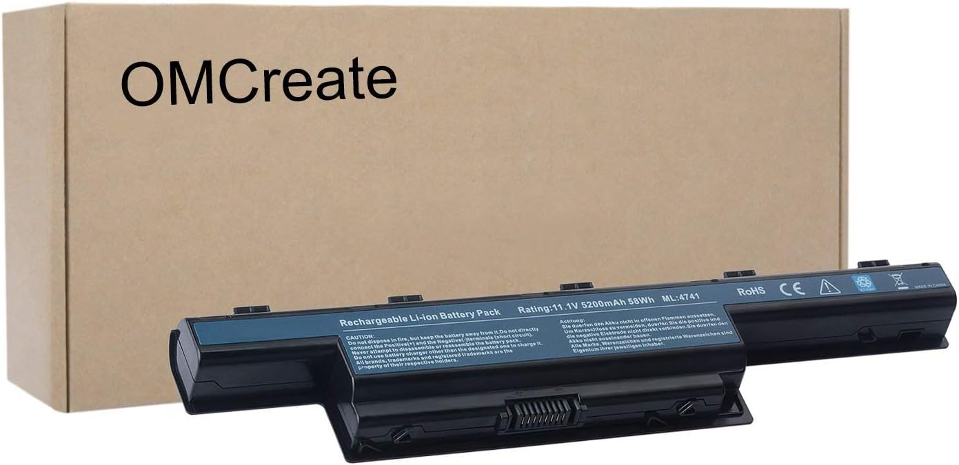OMCreate Battery Compatible with Acer Aspire 5742 5750 7741Z 5552 4741 7551 5733 5750G 5336 5742Z 4750 5253 5250 5736Z 5741 5733Z - [Li-ion 6-Cell]