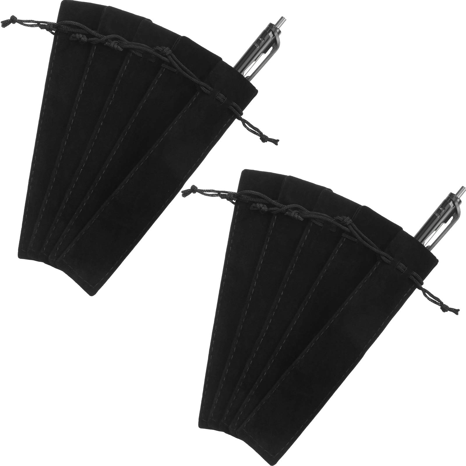 Outus 50 Pieces Pen Pouch Velvet Drawstring Pen Bag Velvet Case Pencil Bag for Pen and Pencil (Black)