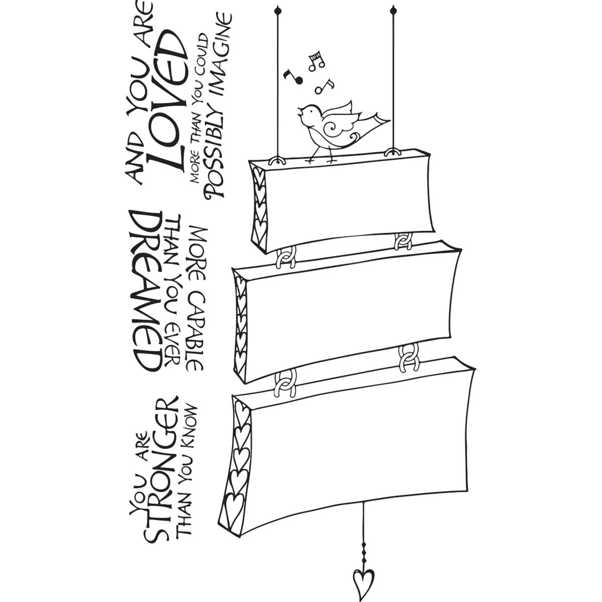 Spellbinders "Singing Bird Cling" Rubber Stamp, Multi-Colour
