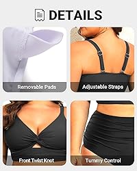 Plus Size Two Piece Swimsuits - Women High Waisted