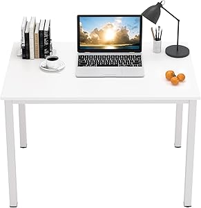 DlandHome 39 inches Small Computer Desk for Home Office Activity Table Writing Table for Small Spaces Study Table Student Laptop Desk White DND-AC3DW-100