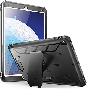iPad Air 3 (10.5 Inch 2019) Case, iPad Pro 10.5 2017 Case, Poetic Heavy Duty Full Body Rugged Shock Proof Case Cover with Kickstand, Built-in Screen Protector for Apple iPad Air 3rd Generation, Black