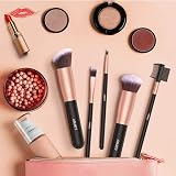 AMMIY 18-Piece Makeup Brush Set Rose Gold Premium Synthetic Wood Handle view 5