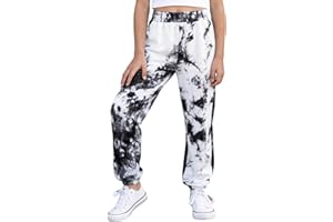 Girls Tie Dye Jogger Sweatpants French Terry Elastic Drawstring Waist Tapered Leg with Ankle Cuff Outdoor Athletics