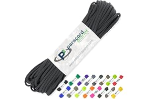 Paracord Planet 100 Feet Hanks Parachute 550 Cord Type III 7 Strand Paracord Black