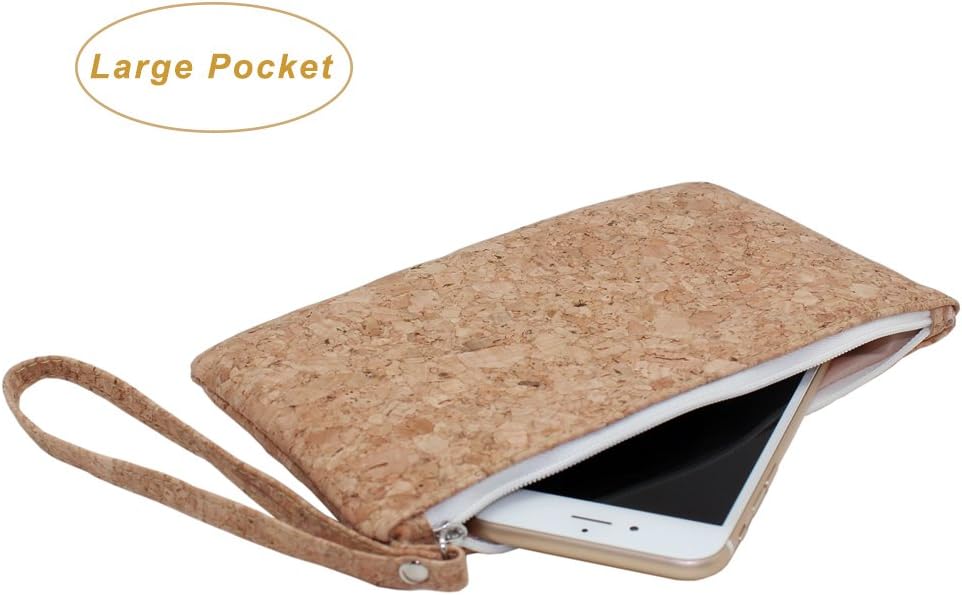 Boshiho Vegan Cork Clutch Bag, Cork Wallet Purse Handbags Clutch 2 in 1 Eco Friendly Slim Wallet Pencil Pen Holder Bag - Image 4