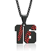Suweibuke Inspiration Baseball Necklace - Stainless Steel Baseball Chain Number Pendant - Boys & Girls Gift