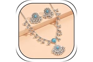 Indian Jewelry Set for Women Traditional Necklace and Dangling Jhumka Earrings Gift for Festive Occasions