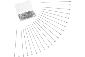 QULKWS 500 Pcs 40mm Ball Head Pins 304 Stainless Steel Jewelry Head Pins for Jewelry Making DIY Charm Beads Earring Necklace Bracelet (Silver)