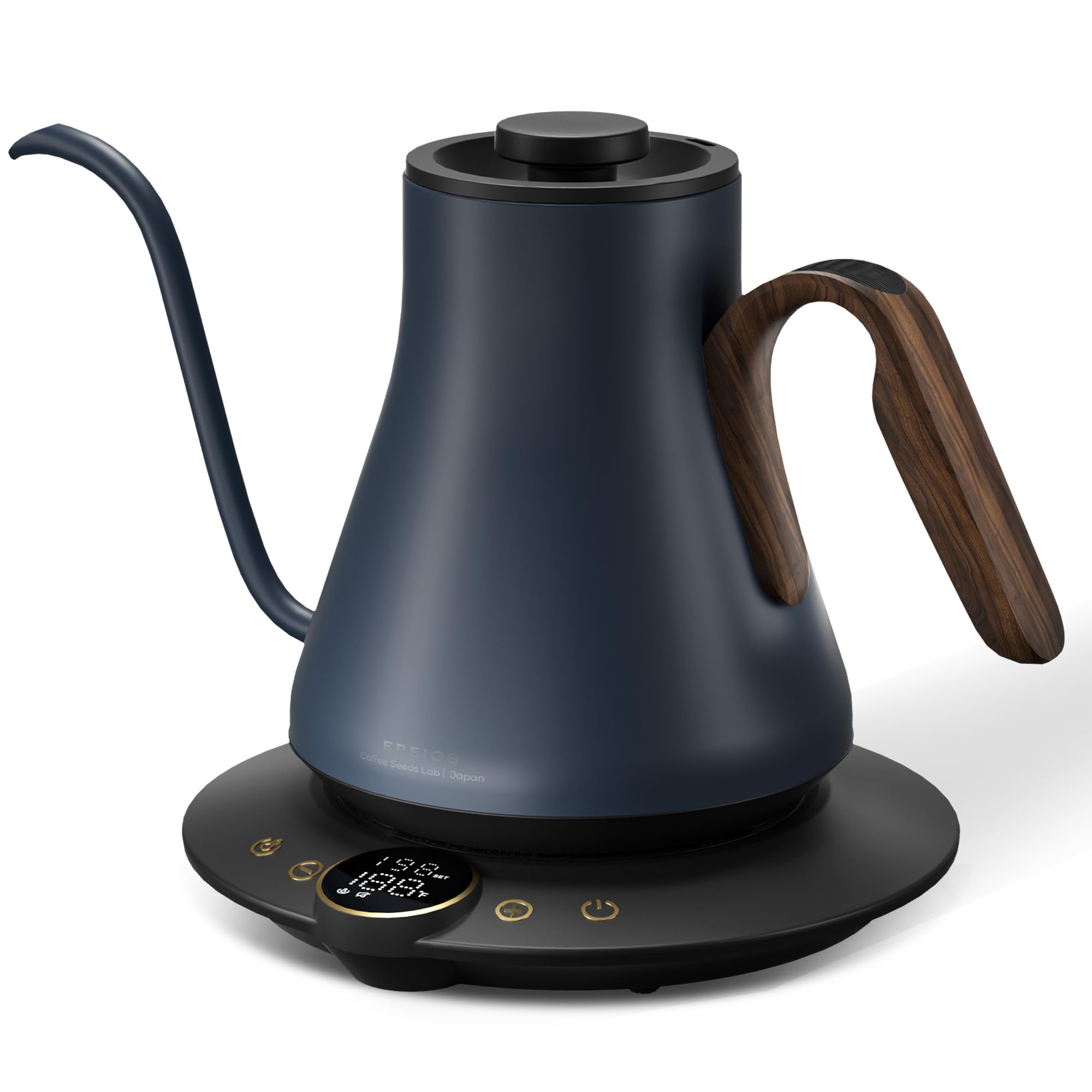 Photo 1 of Cocinare FLOW B9 Gooseneck Electric Kettle, Precise Temperature Control for Pour-Over Coffee & Tea Brewing, Stainless Steel Interior, Rapid Heating for Boiling Water 1500W/0.9L (Blue Wooden)