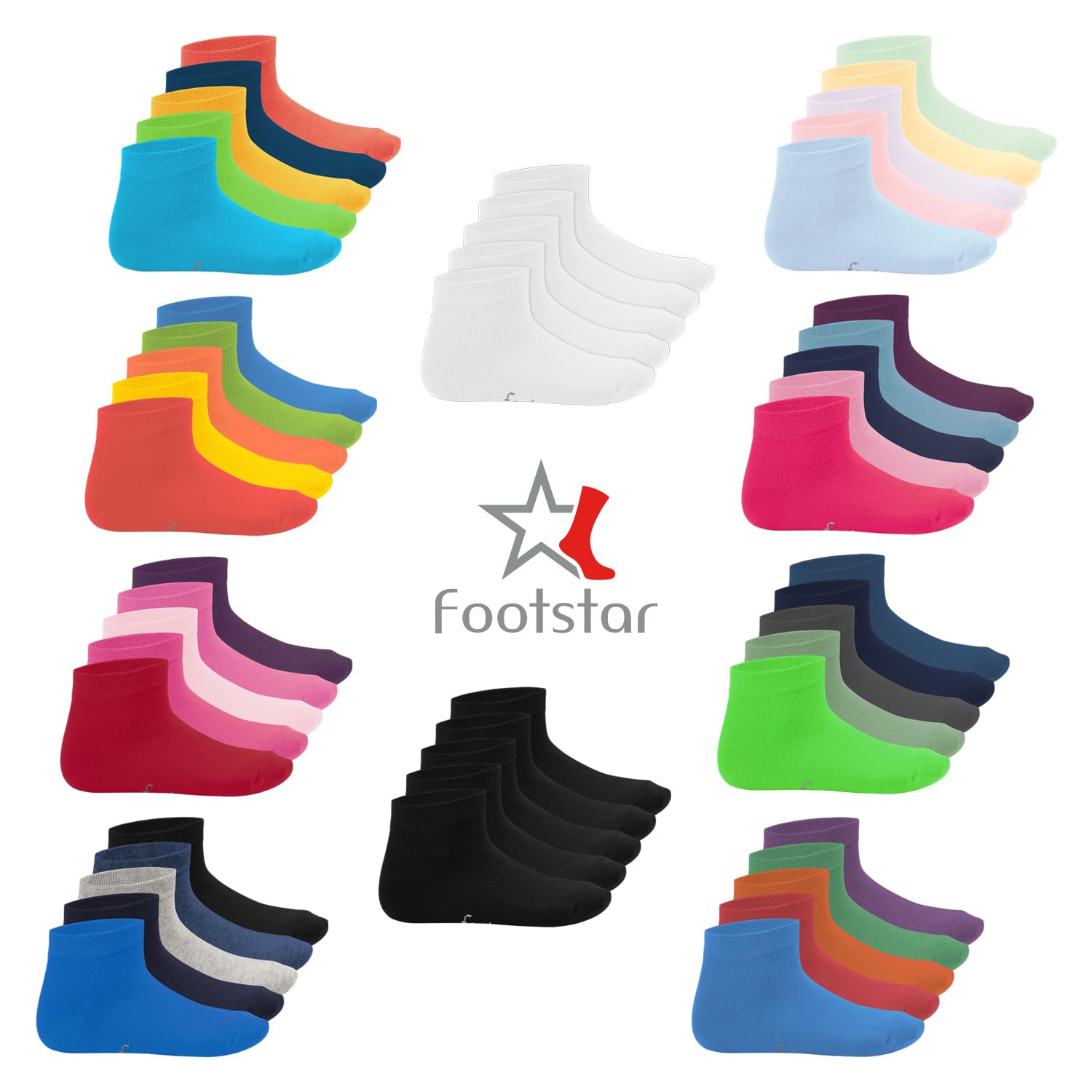 Footstar Kinder Kurzschaft Socken (10 Paar) - Sneak it! - Jeanstöne 27-30 5