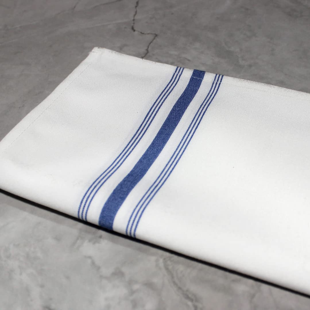 Pegasus Textiles Pack of 10 Dark Blue Bistro Table Napkins | Durable and Absorbent Dinner Table Napkins with Elegant Bistro Stripe Design