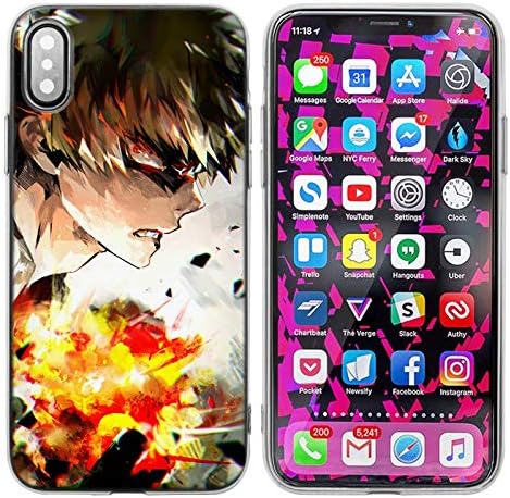Orange Bakugo iPhone 8 PLUS SIZED Case BIGGER SCREEN, Boku No Hero Academia iPhone 7 PLUS Cover Katsuki Bakugo iPhone Casing My Hero Academia Phone Cover Action Anime Anti-knock Dirt-resistant, TPU