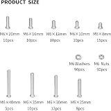 Vwoqiy 270 Pcs M6 Screws Nuts Washers Set Galvanized Pan Head Cross view 2