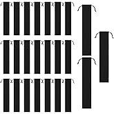 NWUCZW 24 Pcs Large Clack Fan Bags Folding Pouch Sleeves Velvet Drawstrings Bags Holder Gift Wrap Protector for Line Dancing Rave Festival Wedding Travel Party, Fan Not Included(14.57 x 2.76 Inches)