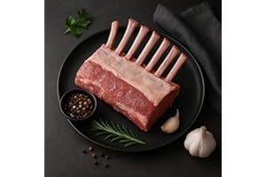 OCEANZEN: Frenched Lamb Rack Grass Fed, 2 Packs 8 Ribs Each, 24-26oz per Pack 48oz (3 lbs) Box, Ready to Roast Holiday Gourmet