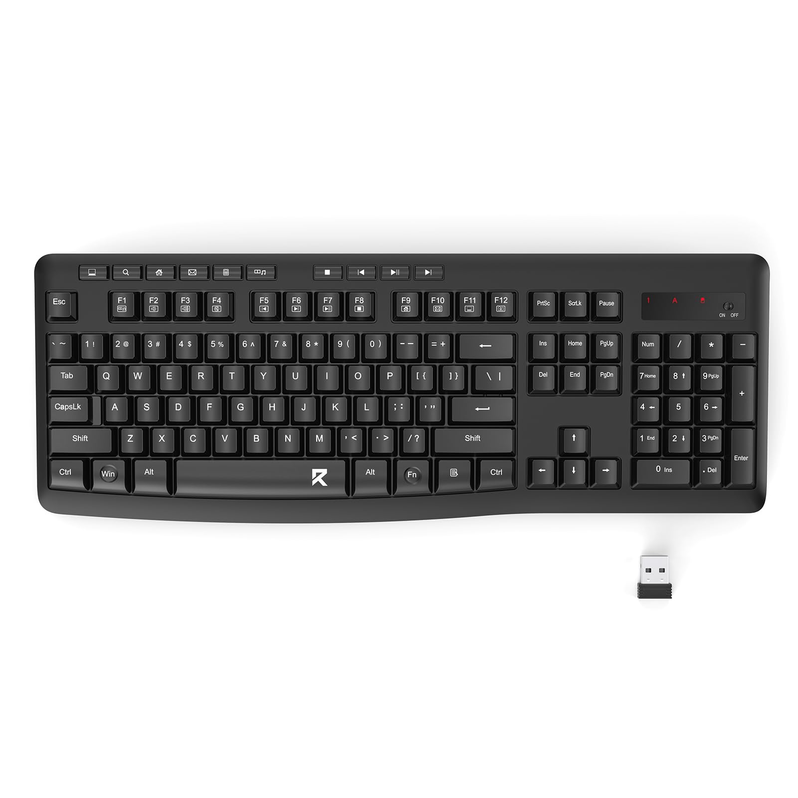 Photo 1 of Redragon BK-7367 2.4G Wireless Keyboard, Membrane Computer Keyboard with 10 Individual Multimedia Keys, Spill Resistant Adjustable Kickstand AA Battery
