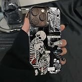 NMCURK Skull Lover Phone Case for Samsung Galaxy S24 Ultra/ S25 Ultra,Gothic Skeleton Pattern Case for Men and Women,Black Hard Shockproof Protective Phone Cover for Samsung S24 Ultra/S25 Ultra