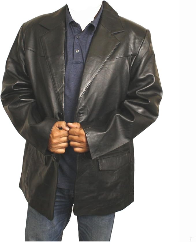 Men's Black Western Blazer Genuine Lamb Leather at Amazon Men’s